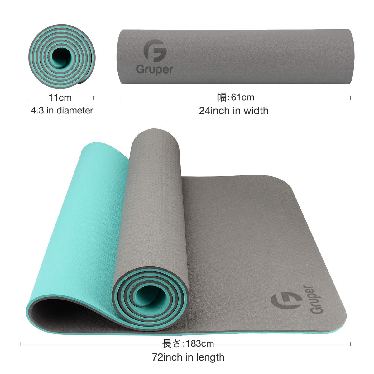Gruper Yoga Mat Non Slip, Eco Friendly Exercise Mat with Carrying Strap