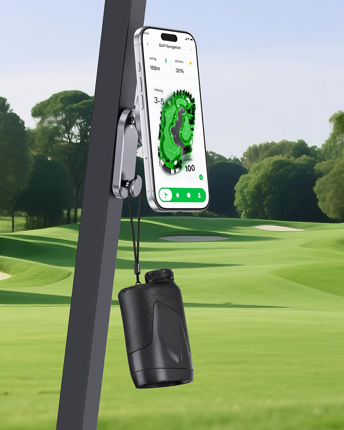 A2C Silver Alloy Magnetic Golf Cart Phone Holder Mount, Golf Accessories