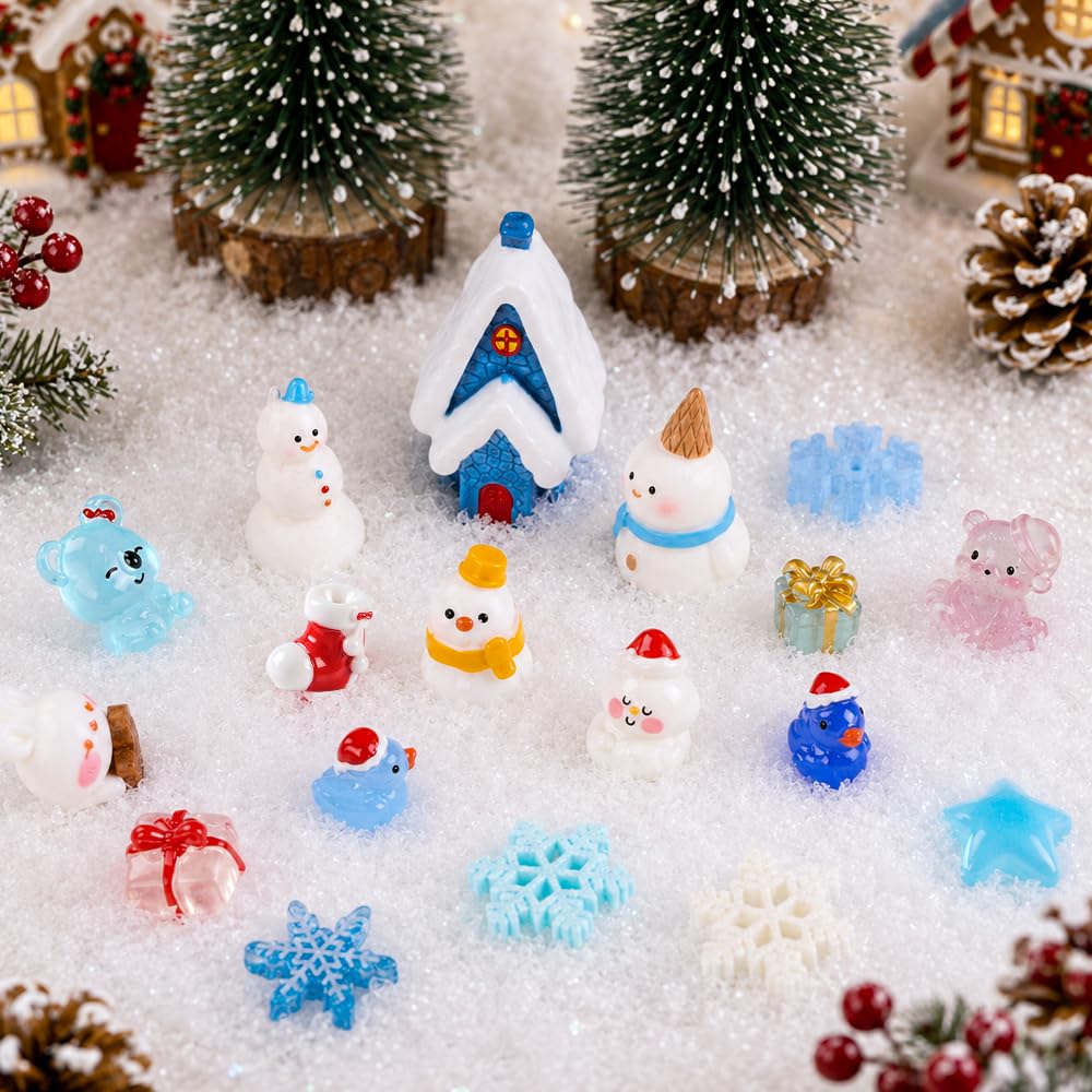 DIYDEC 40PCS Christmas Mini Ducks Figures Toys Miniature Resin Animal Decor