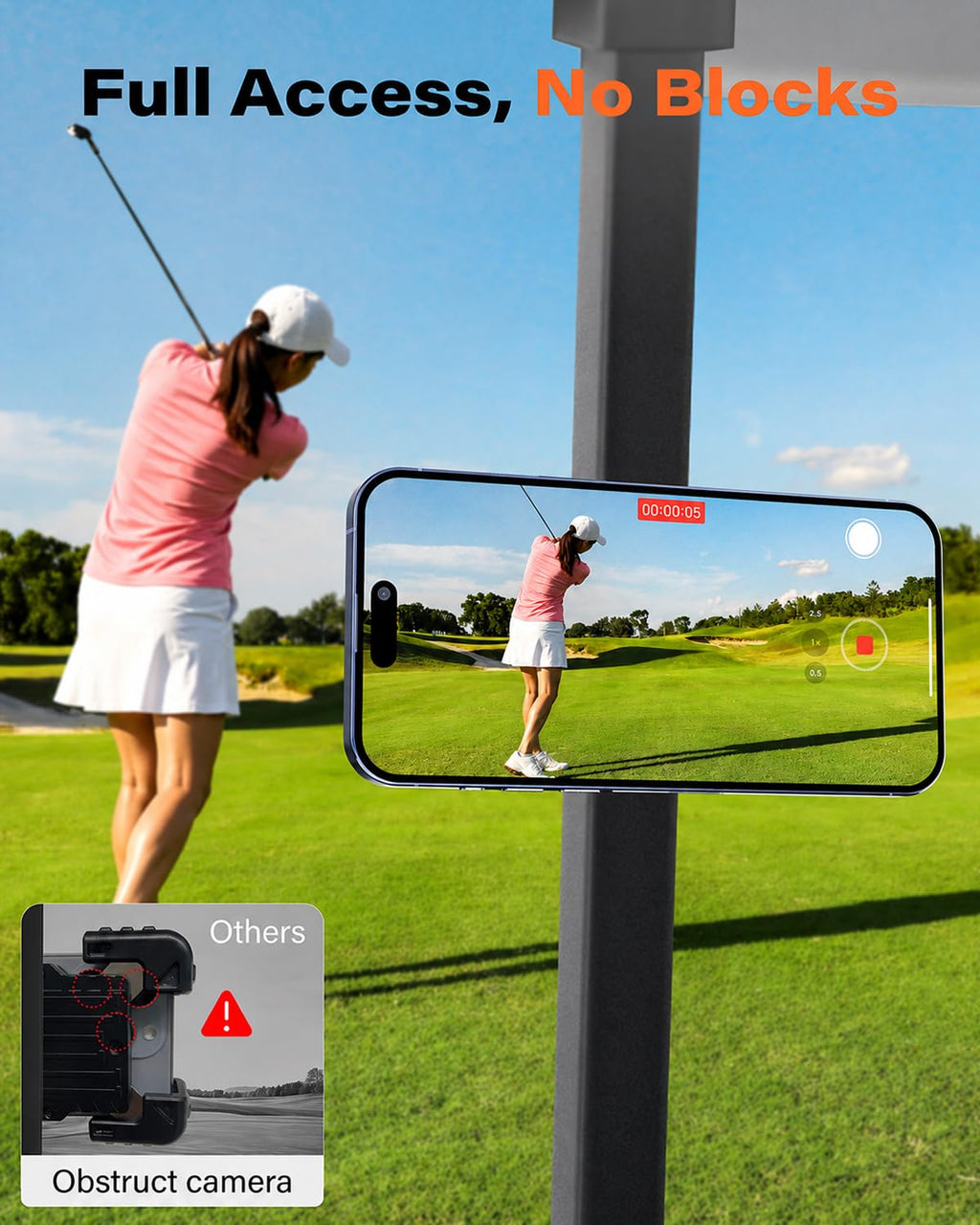 A2C Silver Alloy Magnetic Golf Cart Phone Holder Mount, Golf Accessories