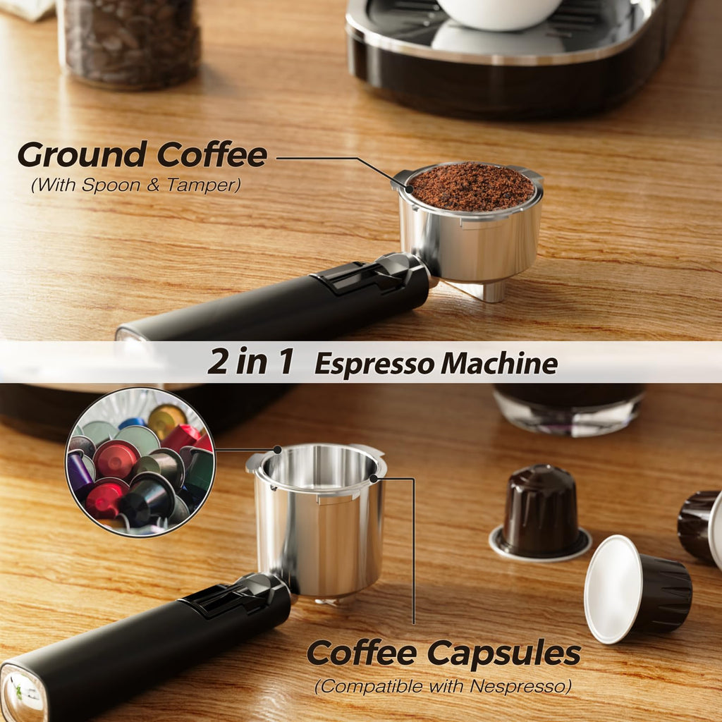 Kismile 20 Bar Stainless Steel Espresso Machine with Steam Milk Frother