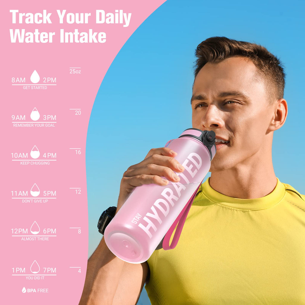 Sahara Sailor Water Bottle 32oz, Tritan Sports Bottle with Time Marker