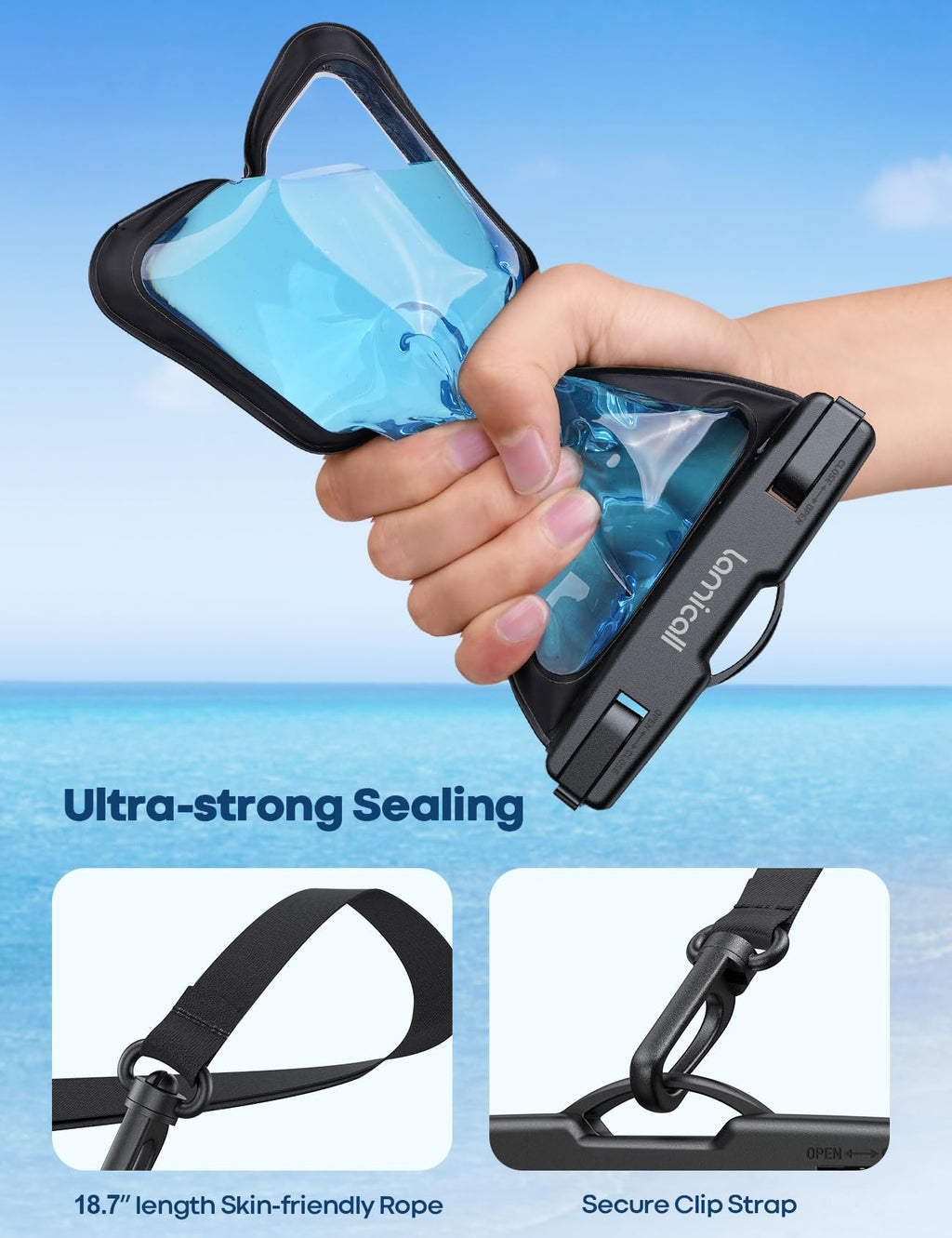 Lamicall 2Packs Waterproof Beach Bags, Vacation Essentials for Wemen Men