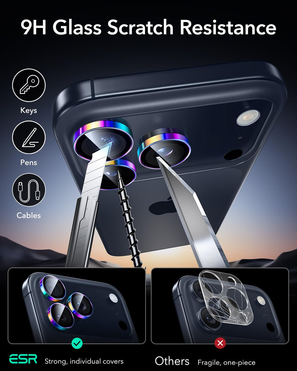 ESR for iPhone Duo Camera Lens Protector, 2 Pack, Black
