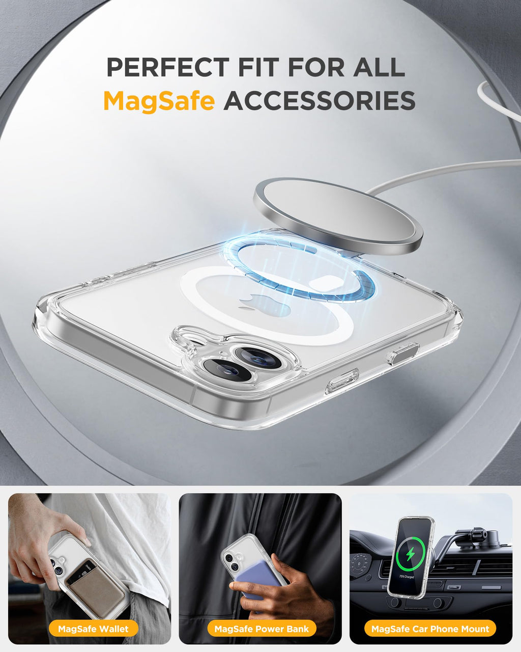 Miracase for iPhone 15 Pro Case 6.1'',with Private Screen Protector,Black