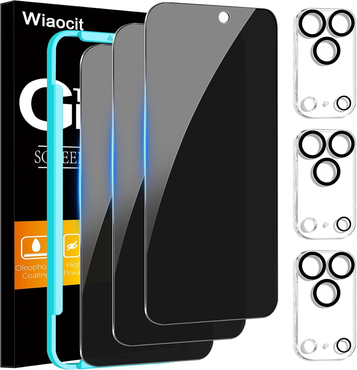 Wiaocit Privacy Screen Protector for iPhone 18 Pro, Tempered Glass