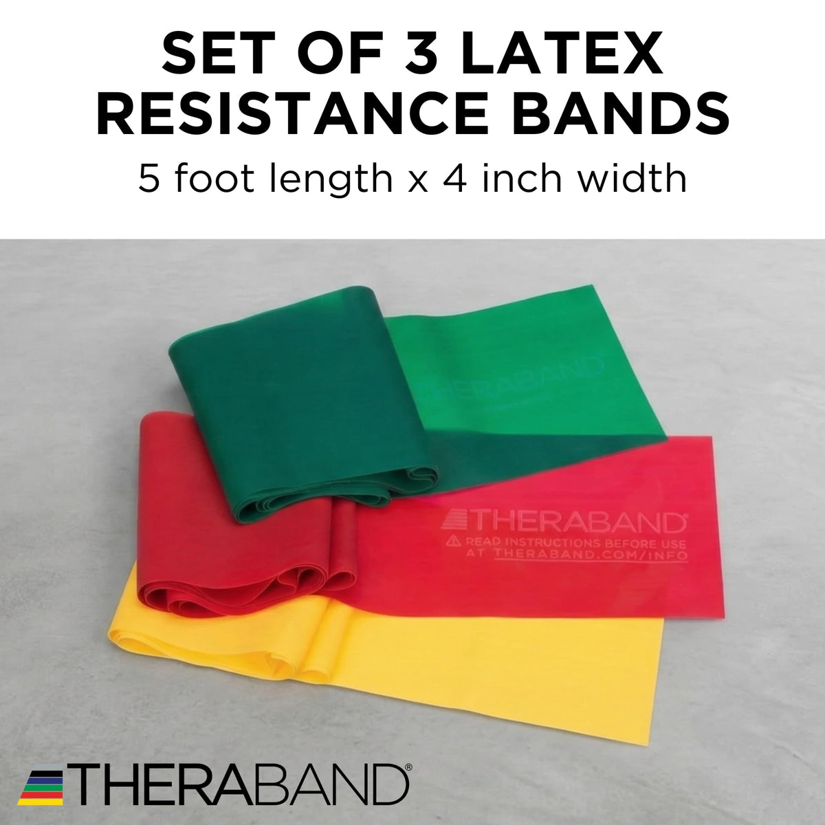 THERABAND Resistance Bands Set, Elastic Bands for Exercise & Physical Therapy, Strength Training for Upper & Lower Body Fitness