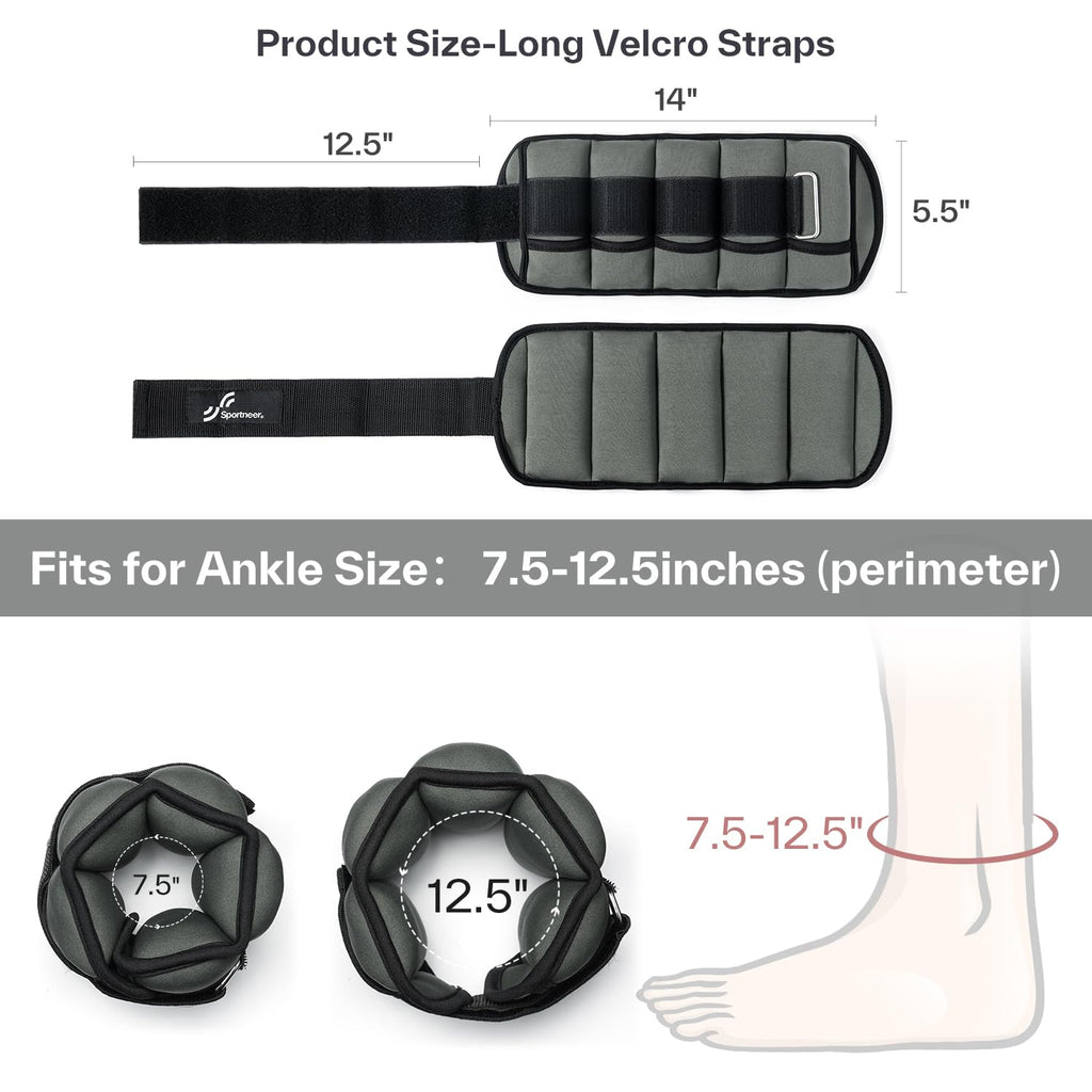 Sportneer Adjustable Ankle Weights, 2-10 lb per Pair, Removable Weights