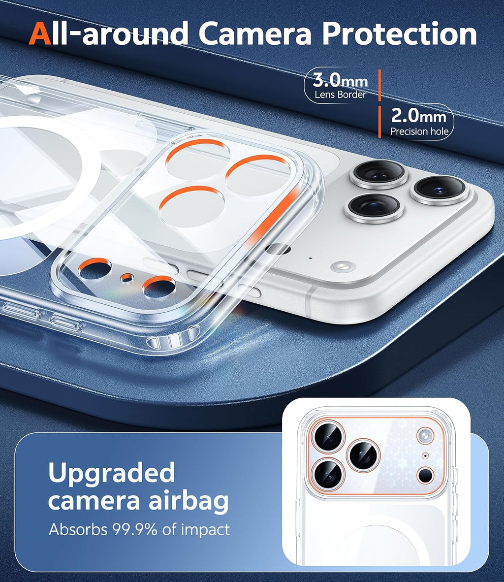 FNTCASE for iPhone 18 Pro Case/17 Pro Case Clear with Screen Protector