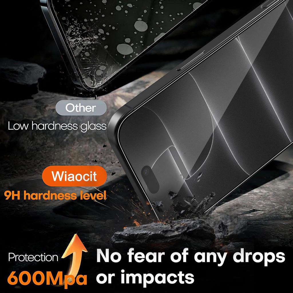 Wiaocit Privacy Screen Protector for iPhone 18 Pro, Tempered Glass