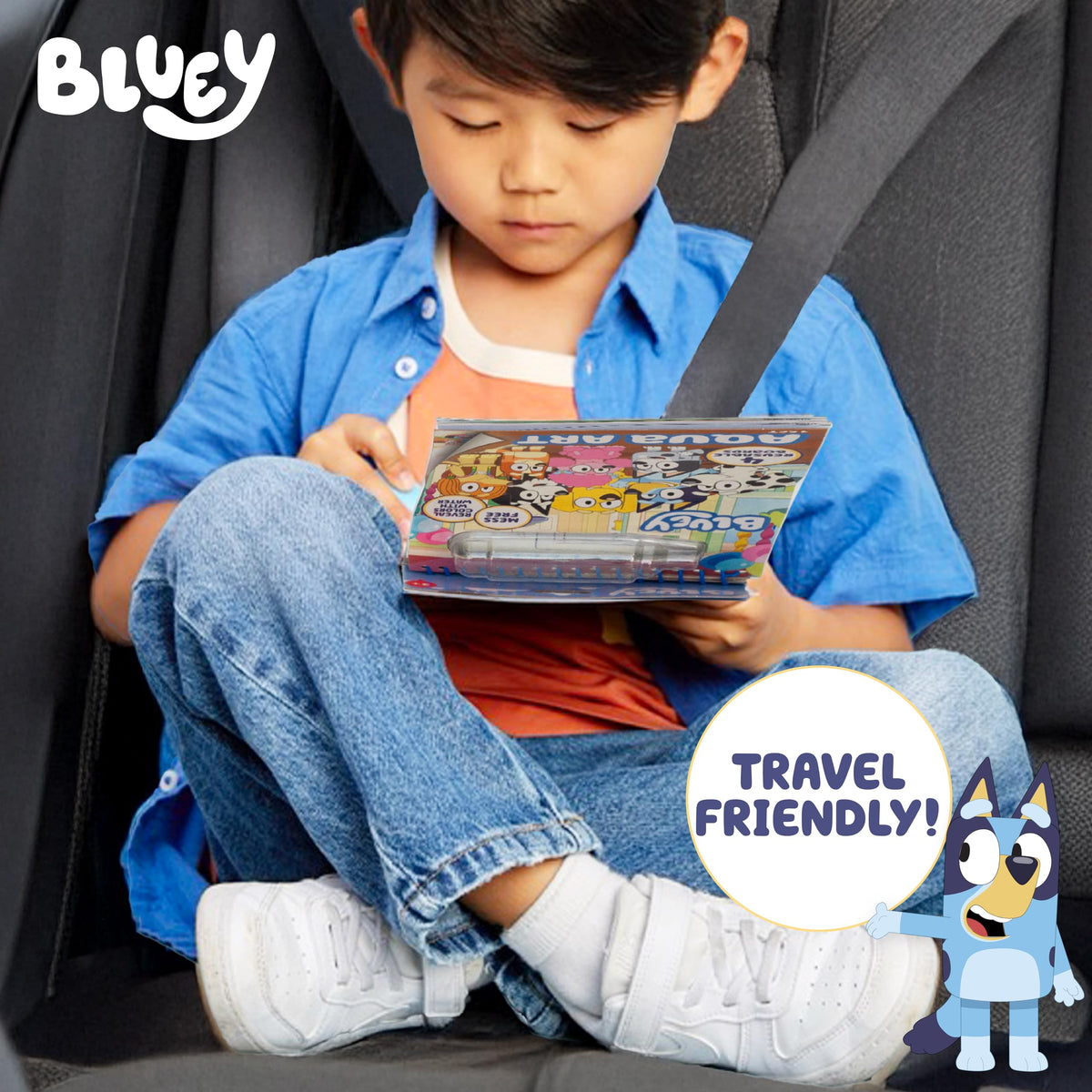 Horizon Group USA Bluey Aqua Art - Reusable Water Reveal Activity Pages With Water Pen for No-Mess Drawing and Coloring