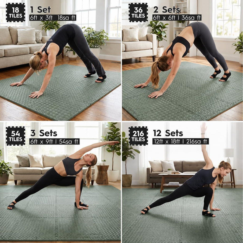 18 Pcs EVA Foam Floor Tiles, Puzzle Exercise Mat Set for Gym