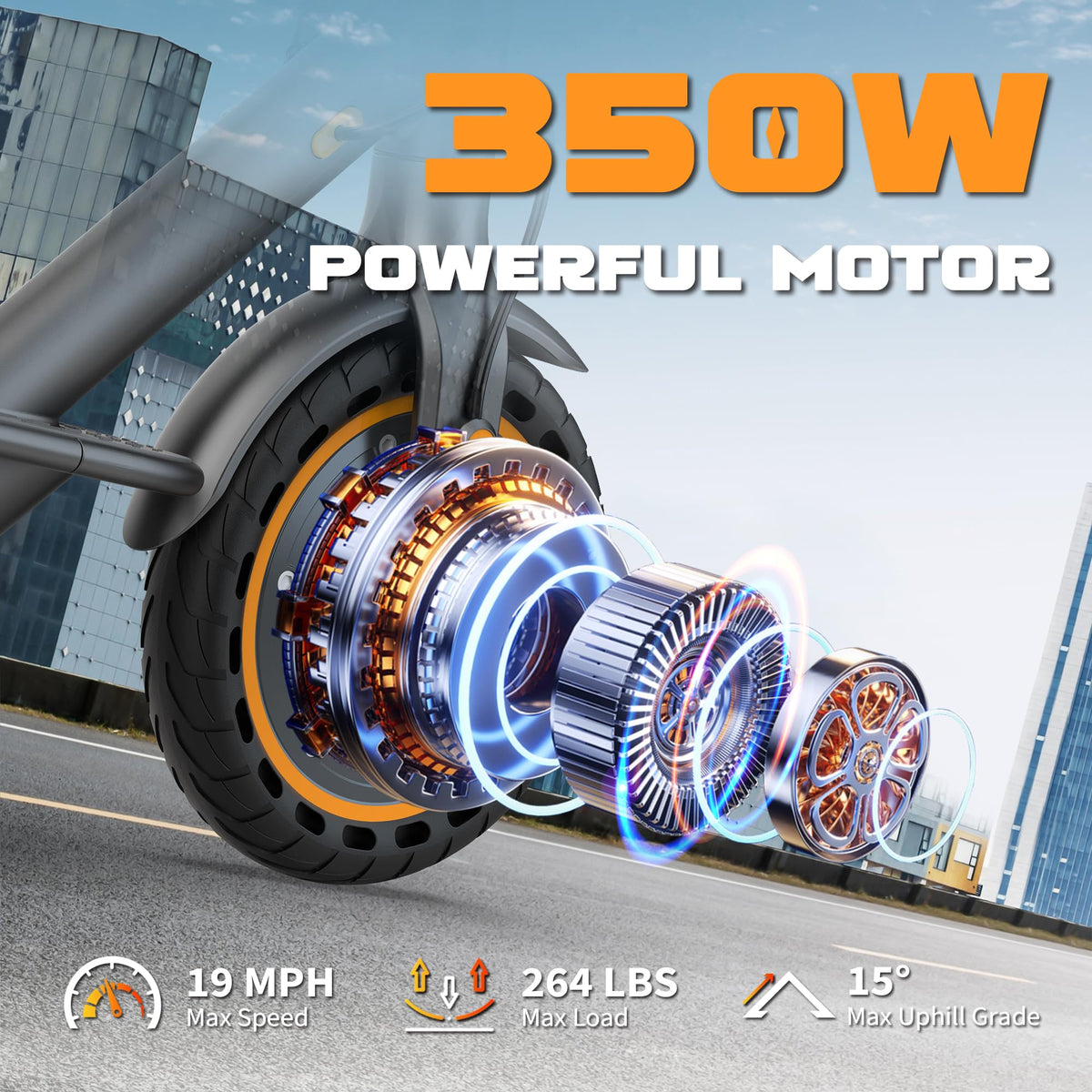 VOLPAM Electric Scooter, 350W/500W Motor, 21/28/40 Miles Long Range