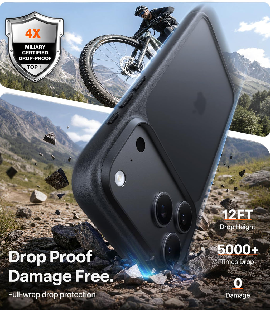 TORRAS Shockproof for iPhone 18 Pro Case Black 2026,4X Mil-Grade Protection