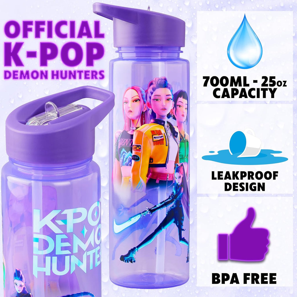 KPop Demon Hunters Get Trend 25oz Water Bottle with Straw for Kids, Purple