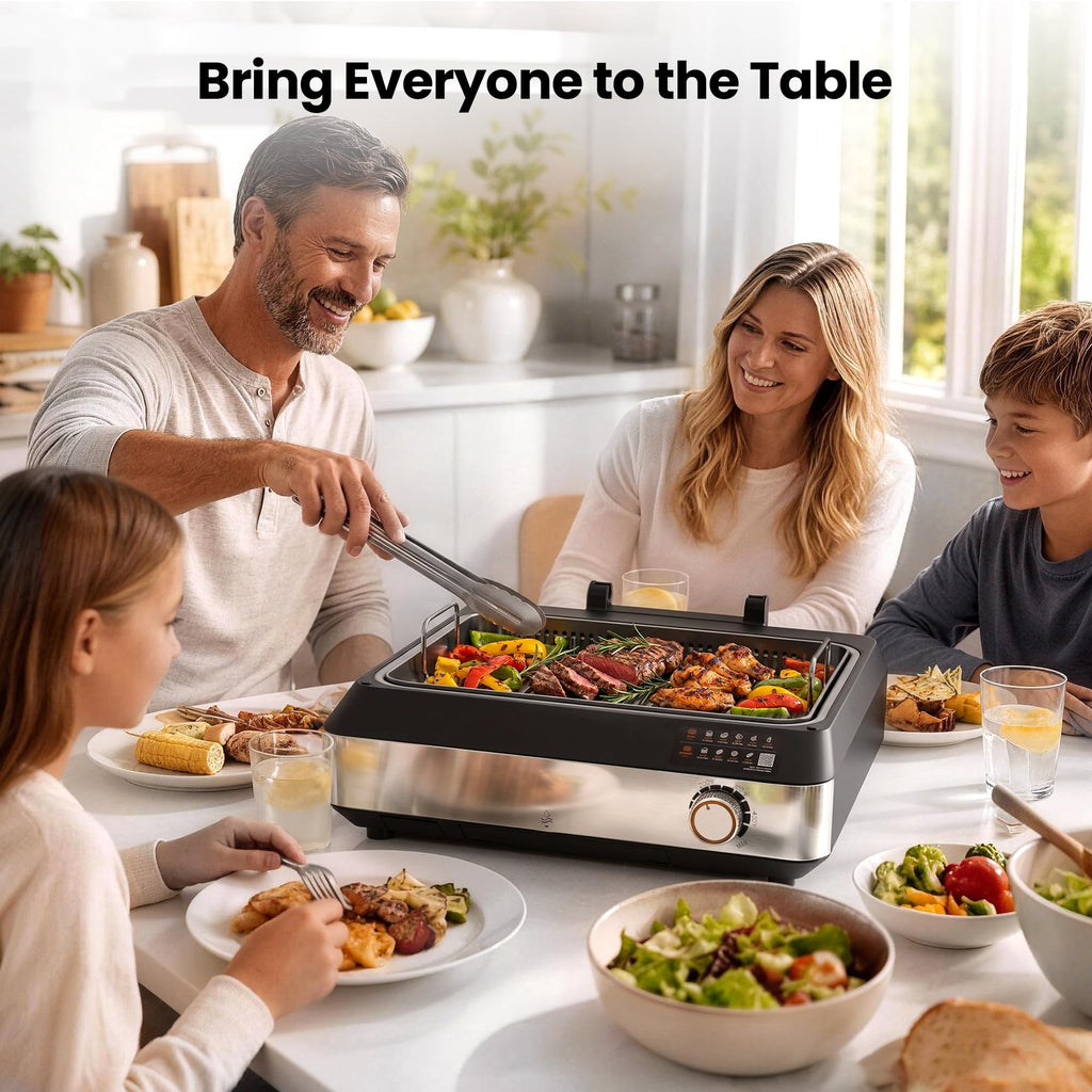 Kismile Smokeless Indoor Grill & Electric Griddle, 2-in-1 Countertop Grill