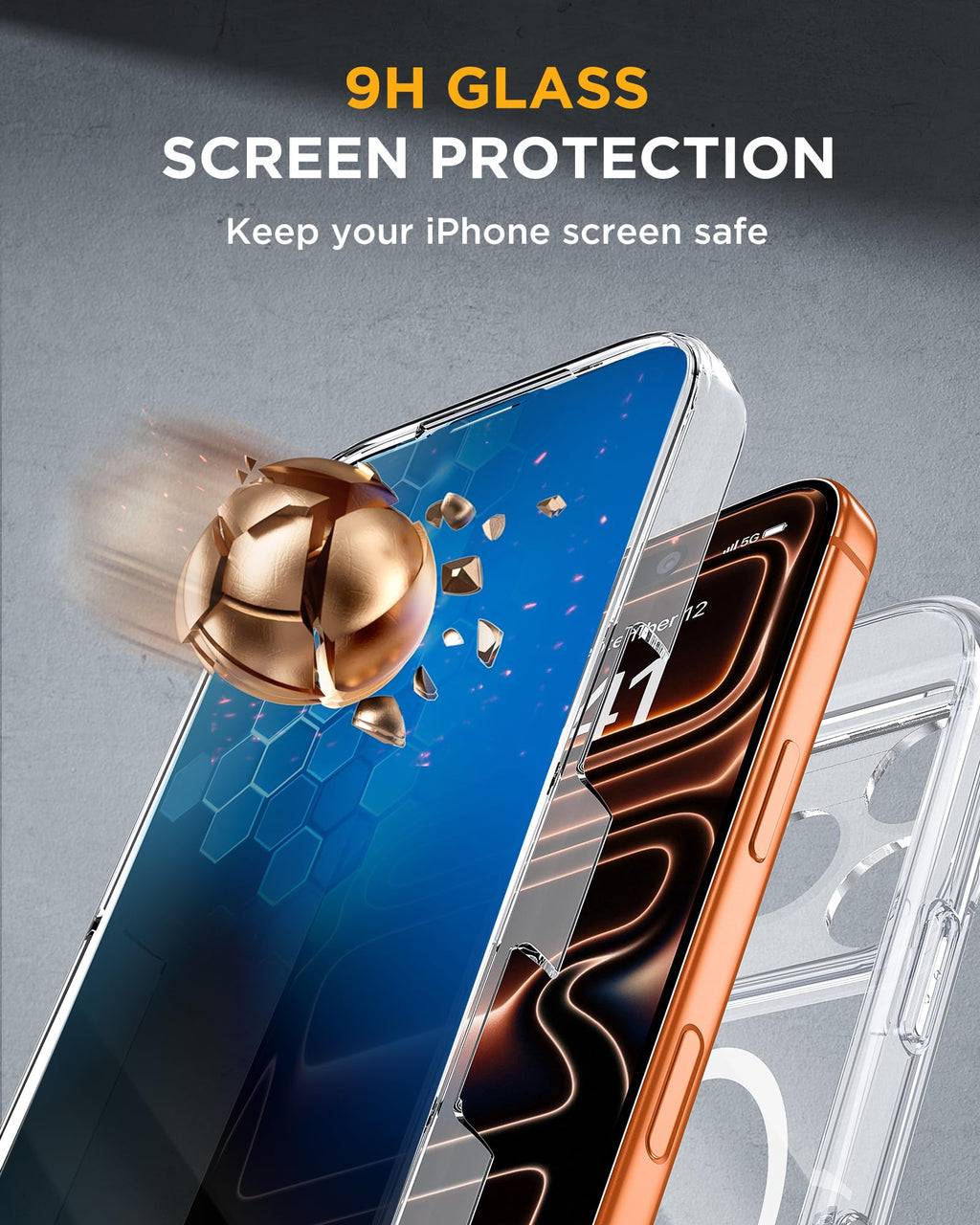 Miracase for iPhone 15 Pro Case 6.1'',with Private Screen Protector,Black