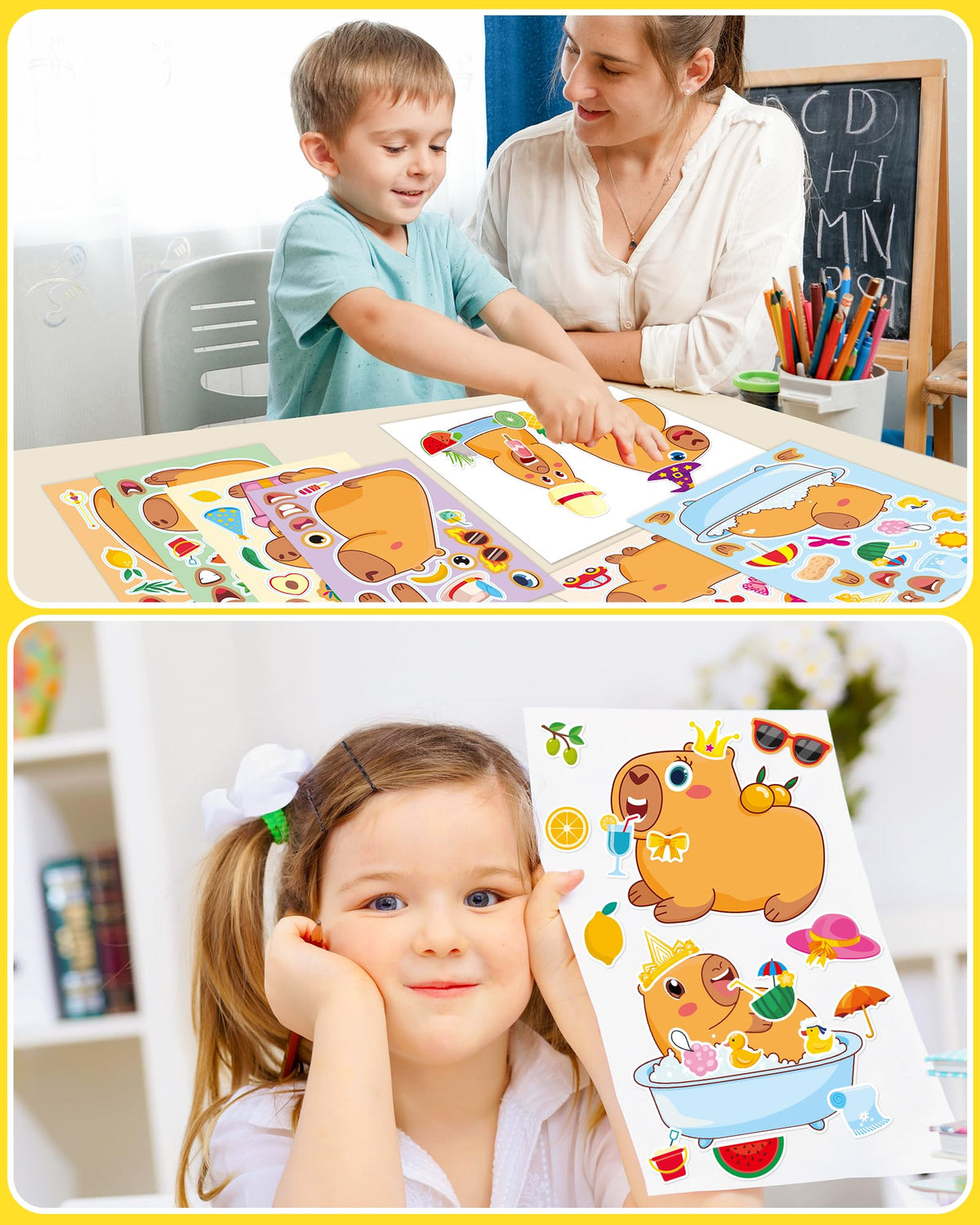 24 Pcs Make Your Own Axolotl Sticker, Party Favors Face Stickers for Kids