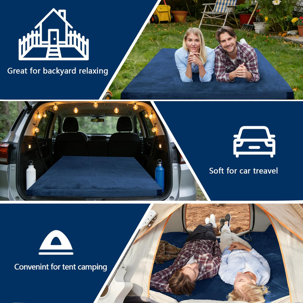 CYMULA Memory Foam Camping Mattress Pad, Sleeping Mat, Portable Roll Up Mattress for Adults, Camping Bed Pads for Sleepover, Car Bed with Travel Bag
