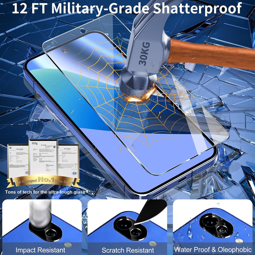 letosan 3 Pack for Google Pixel 11 Pro Screen Protector Tempered Glass + 3 Pack Camera Lens Protector, Military Grade Shatterproof, 9H Hardness, Fingerprint Unlock,Case Friendly 6.3 Inch