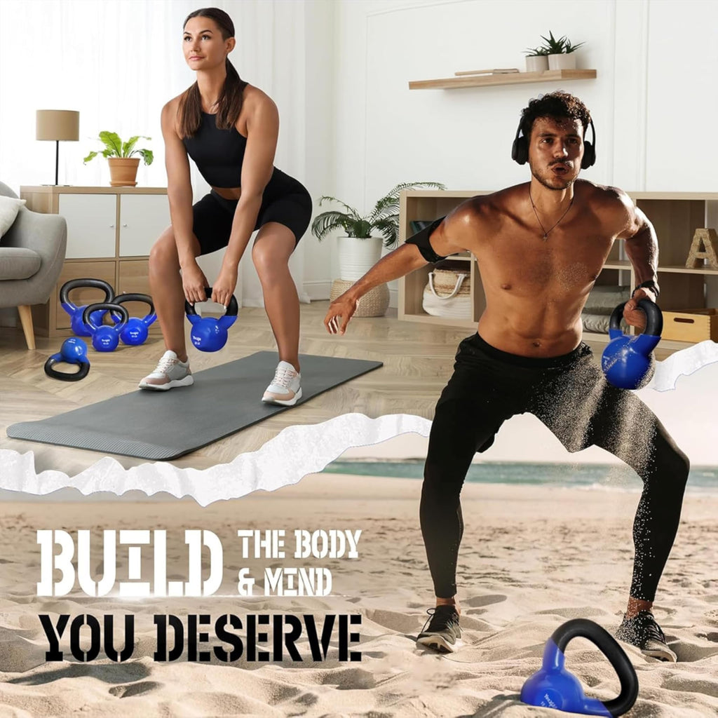 Yes4All Vinyl Kettlebell, 5–100 Lb Strength Training Kettlebell