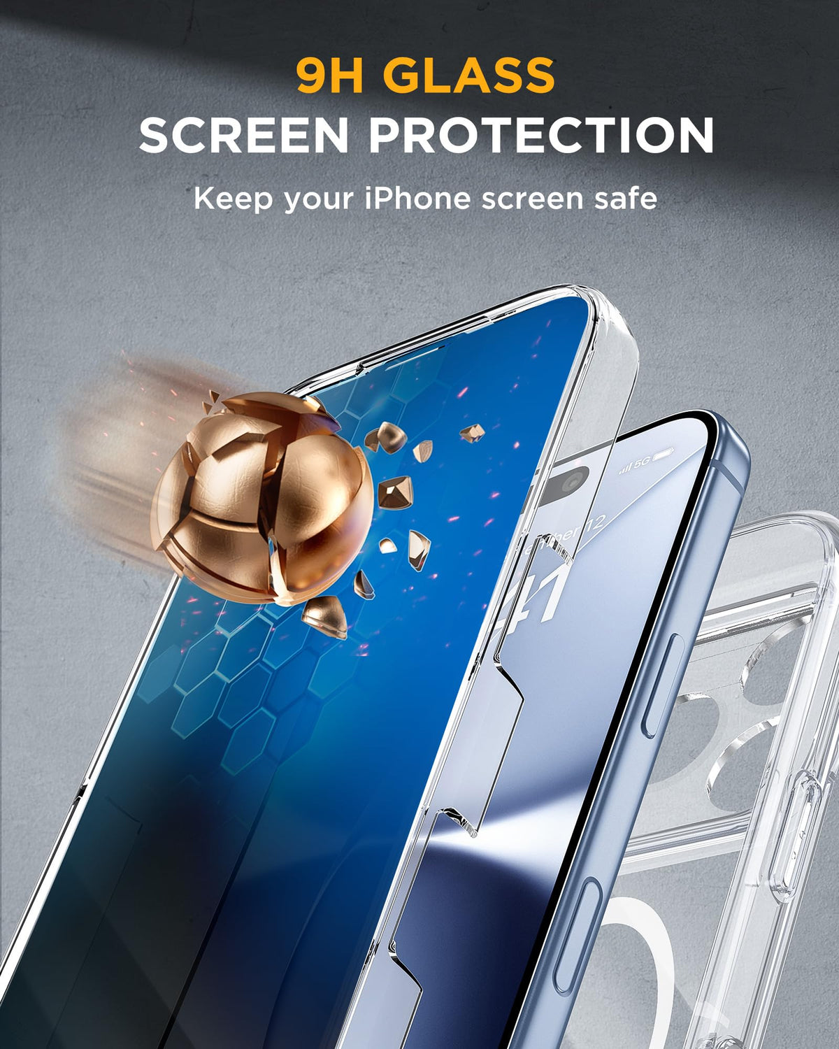 Miracase for iPhone 15 Pro Case 6.1'',with Private Screen Protector,Black