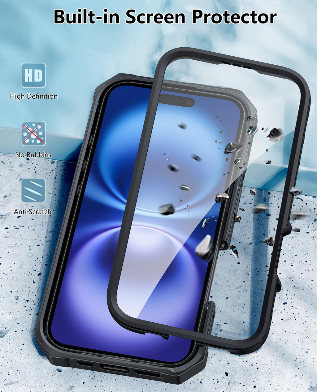 FNTCASE for iPhone 16 Case, with Belt Clip, with Built-in Screen Protector