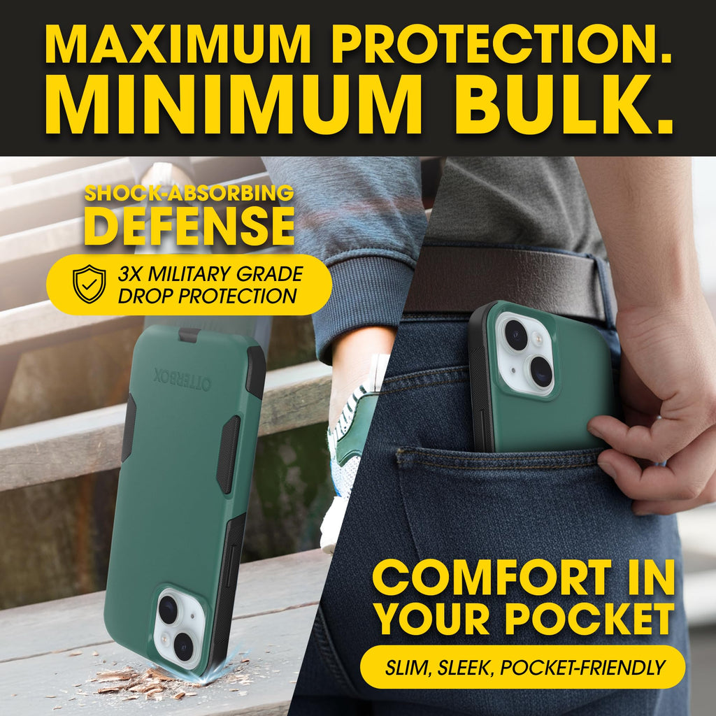 OtterBox iPhone 17e, 16e, 15, 14, & 13 Commuter Series Case - Black, Slim & Tough, Pocket-Friendly, with Port Protection - Thin & Protective iPhone Case, Dual-Layer, Impact Absorbing iPhone Case