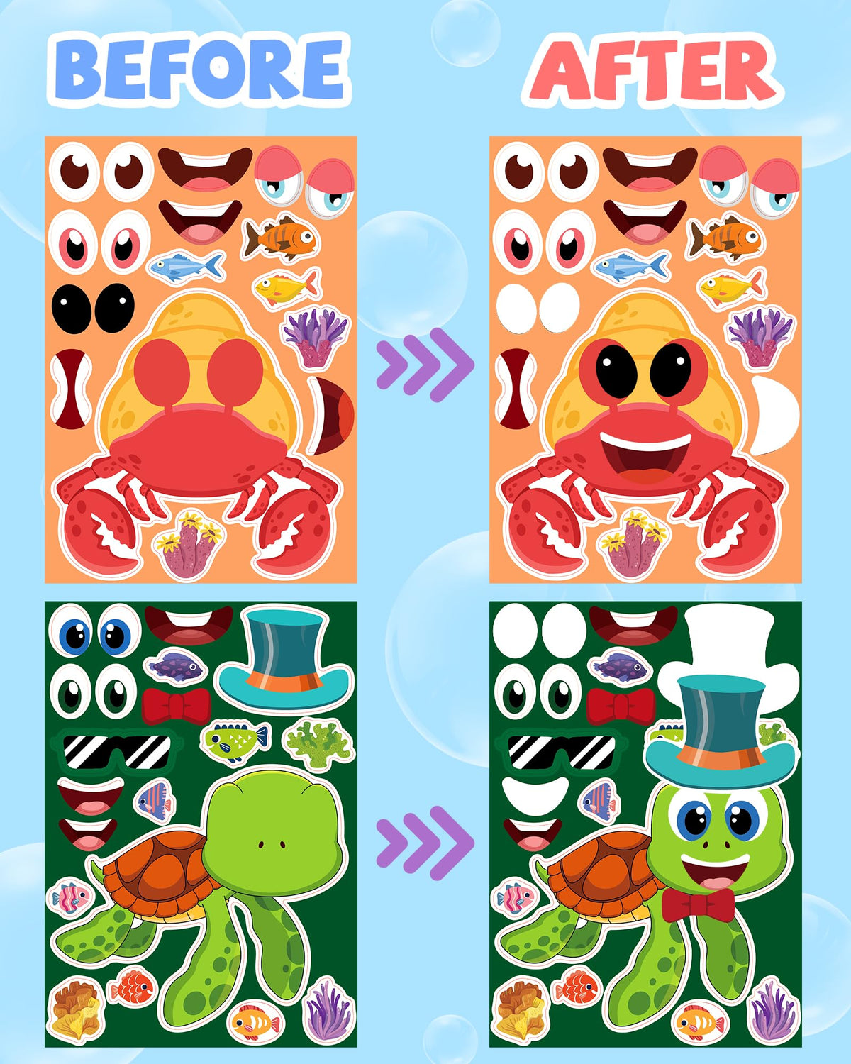 24 Pcs Make Your Own Axolotl Sticker, Party Favors Face Stickers for Kids