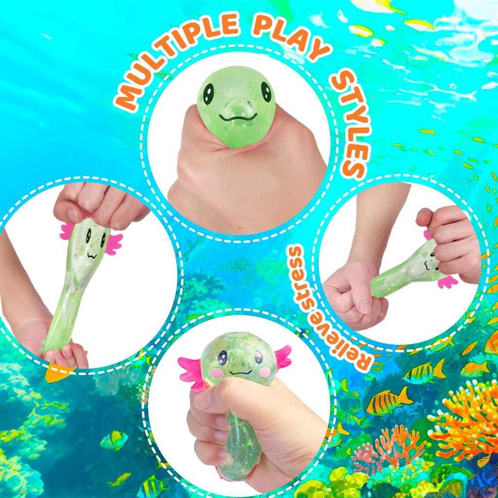 Axolotl Squishy Toy Squeeze Stress Relief Fidget Sensory Toy for Kids Adults, Cute Handheld Stress Ball for Anxiety and Focus, Purple Big Ears(Pink)