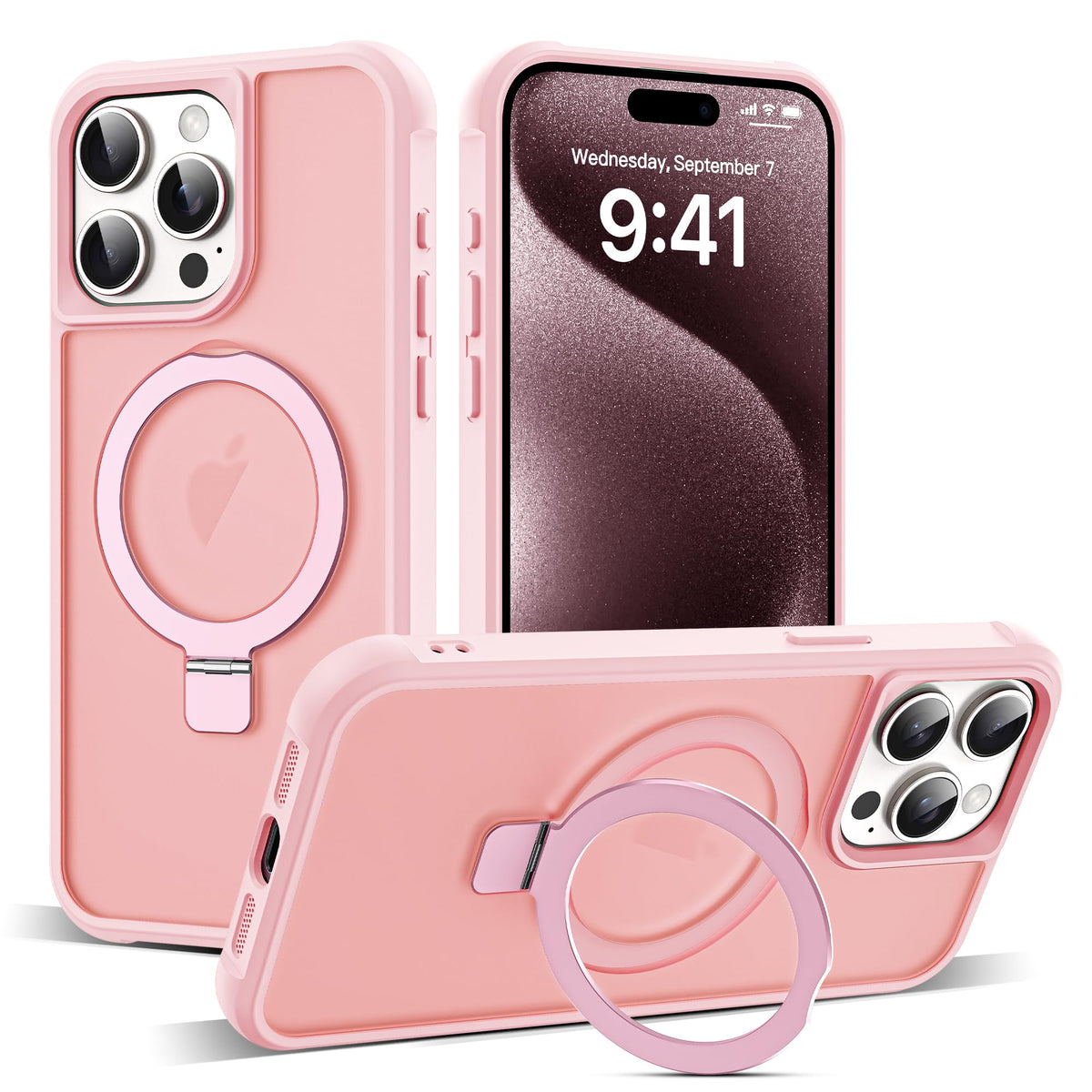 SKYLMW Compatible with iPhone 17 Case with Stand,Rose Gold