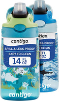 Contigo Aubrey Kids Water Bottle, Dinos & Sharks, 14oz, 2-Count