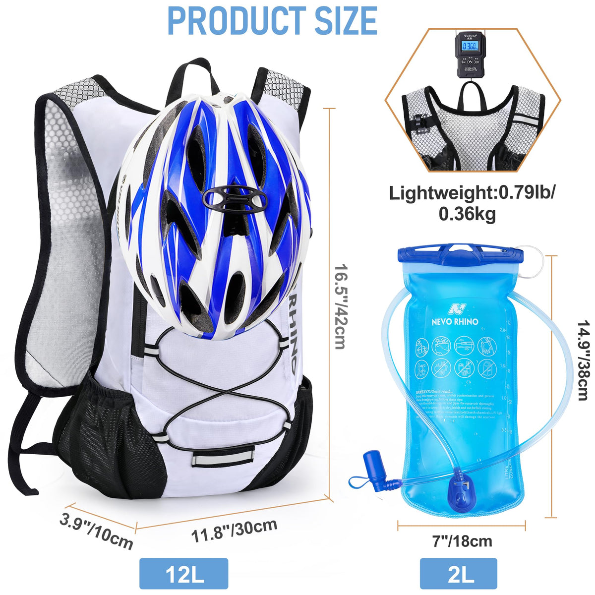 Lightweight Hydration Backpack, Running Backpack with 2L Water Bladder