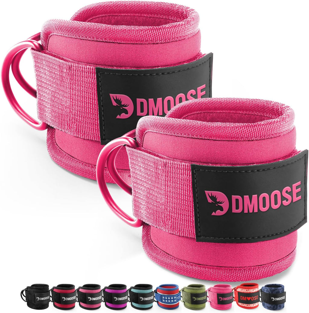 DMoose Ankle Strap for Cable Machine - One Size Fit with Premium Padding, Workout Kickback Ankle Cuffs, Ankle Bands for Working Out, Booty Workouts, Leg Extension, Hip Abductors & Lower Body Exercises