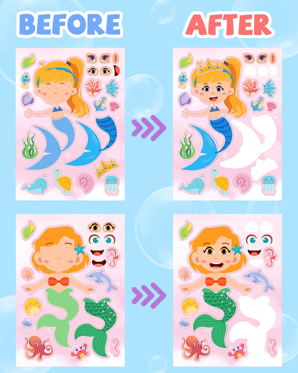 24 Pcs Make Your Own Axolotl Sticker, Party Favors Face Stickers for Kids