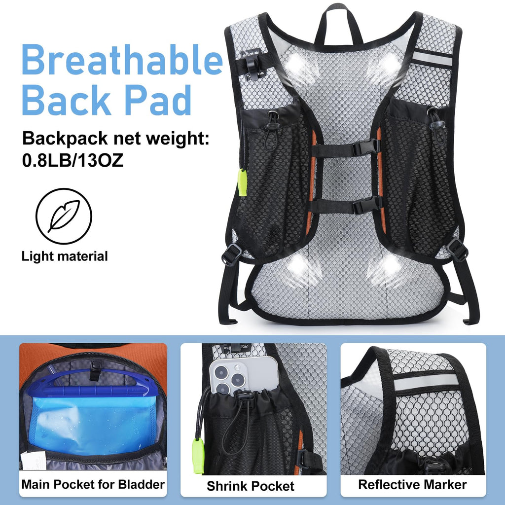 Lightweight Hydration Backpack, Running Backpack with 2L Water Bladder