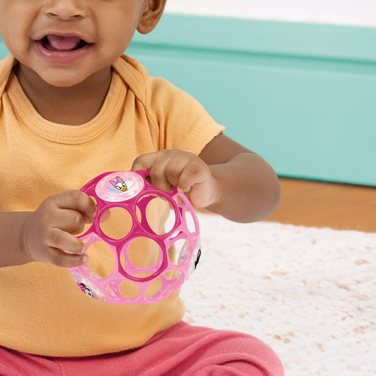 Bright Starts Oball Easy Grasp Classic Ball BPA-Free Infant Toy in Red, Yellow, Green, Blue, Age Newborn and up, 4 Inches