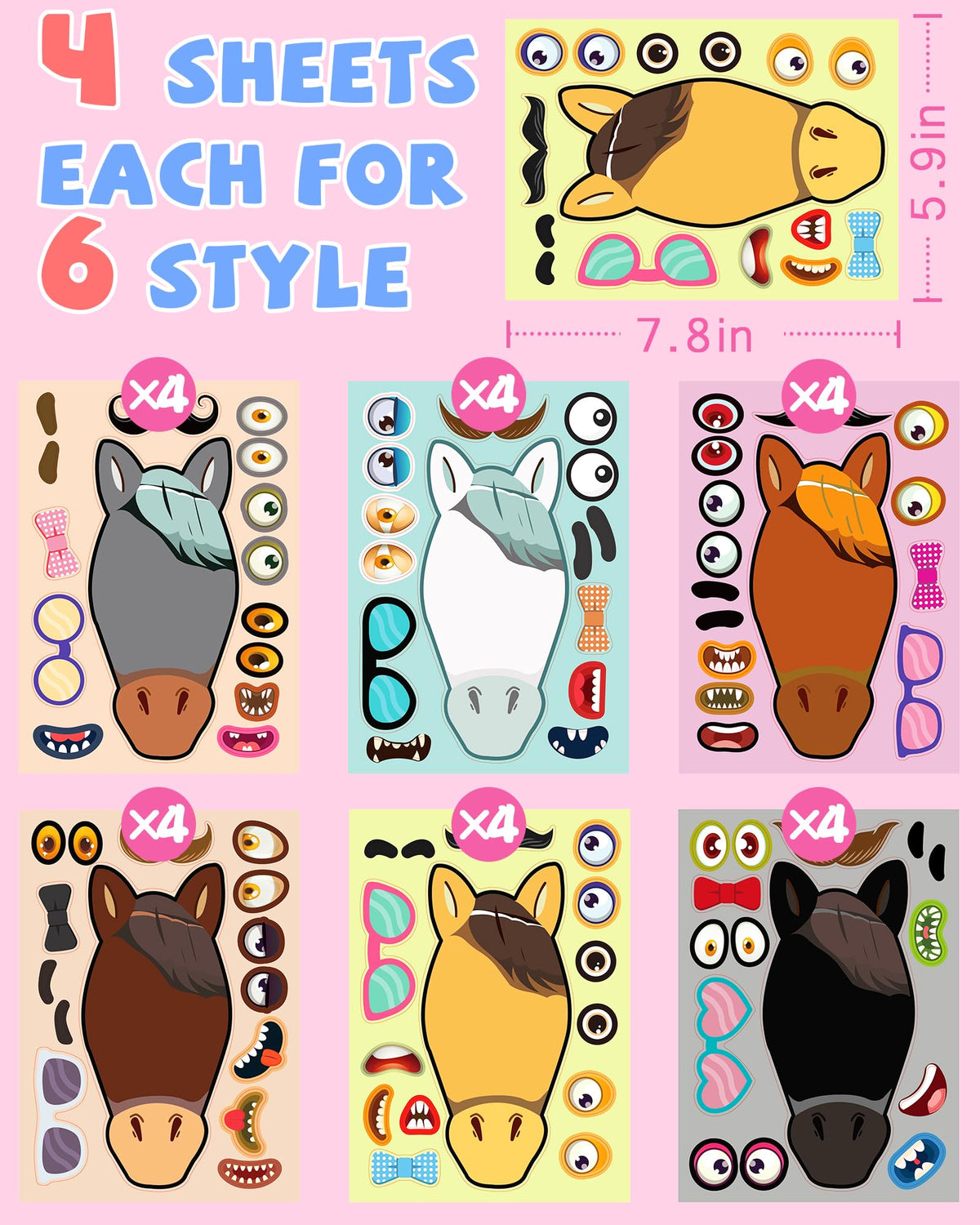 24 Pcs Make Your Own Axolotl Sticker, Party Favors Face Stickers for Kids