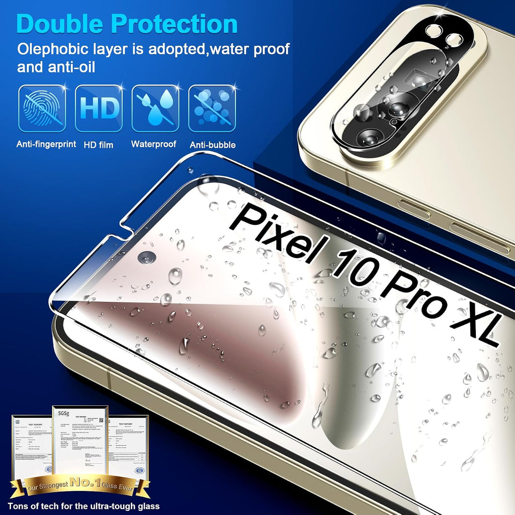 letosan 3 Pack for Google Pixel 11 Pro Screen Protector Tempered Glass + 3 Pack Camera Lens Protector, Military Grade Shatterproof, 9H Hardness, Fingerprint Unlock,Case Friendly 6.3 Inch