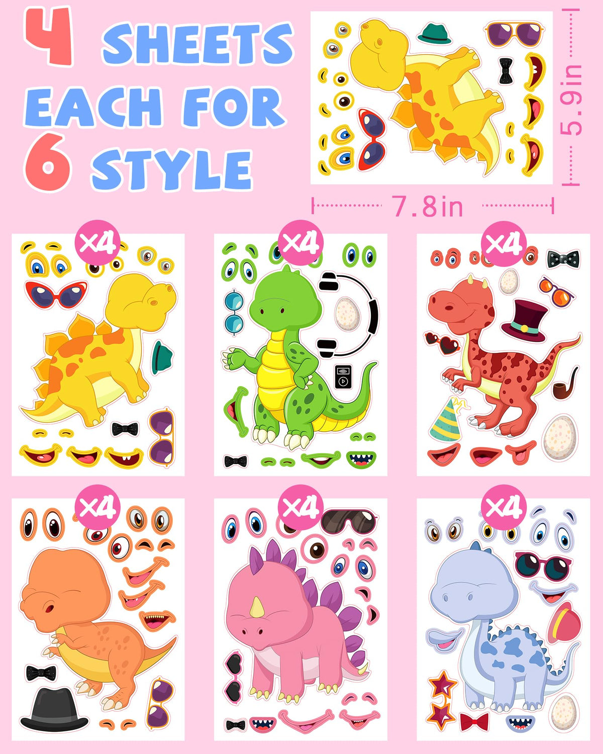 24 Pcs Make Your Own Axolotl Sticker, Party Favors Face Stickers for Kids