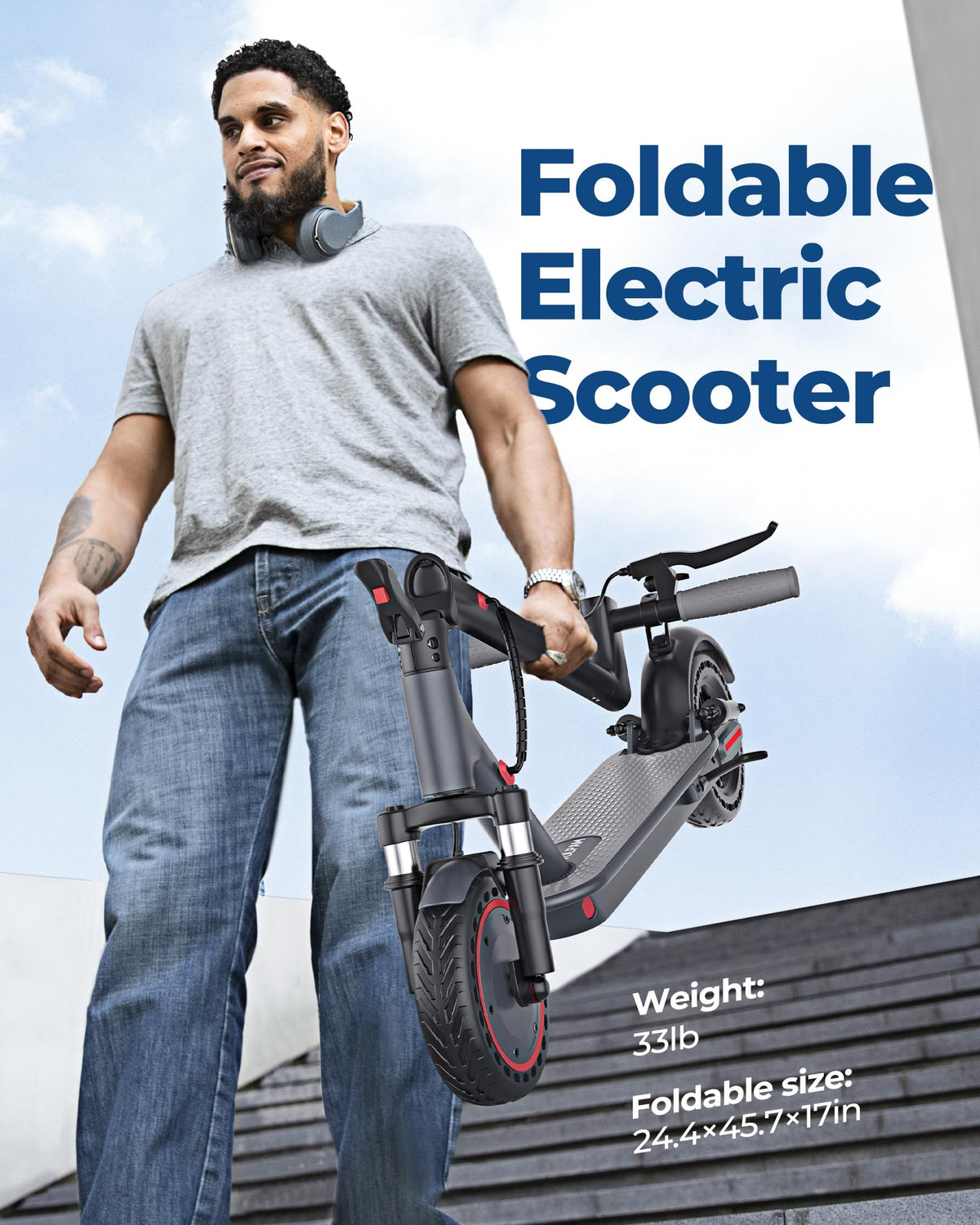VOLPAM Electric Scooter, 350W/500W Motor, 21/28/40 Miles Long Range