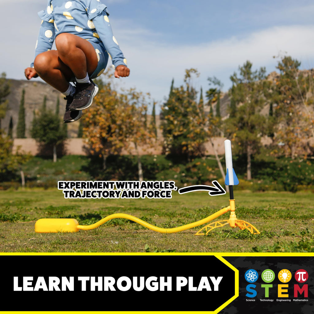 Stomp Rocket Jr Multi-Color Rocket Launcher for Kids, 8 Rockets