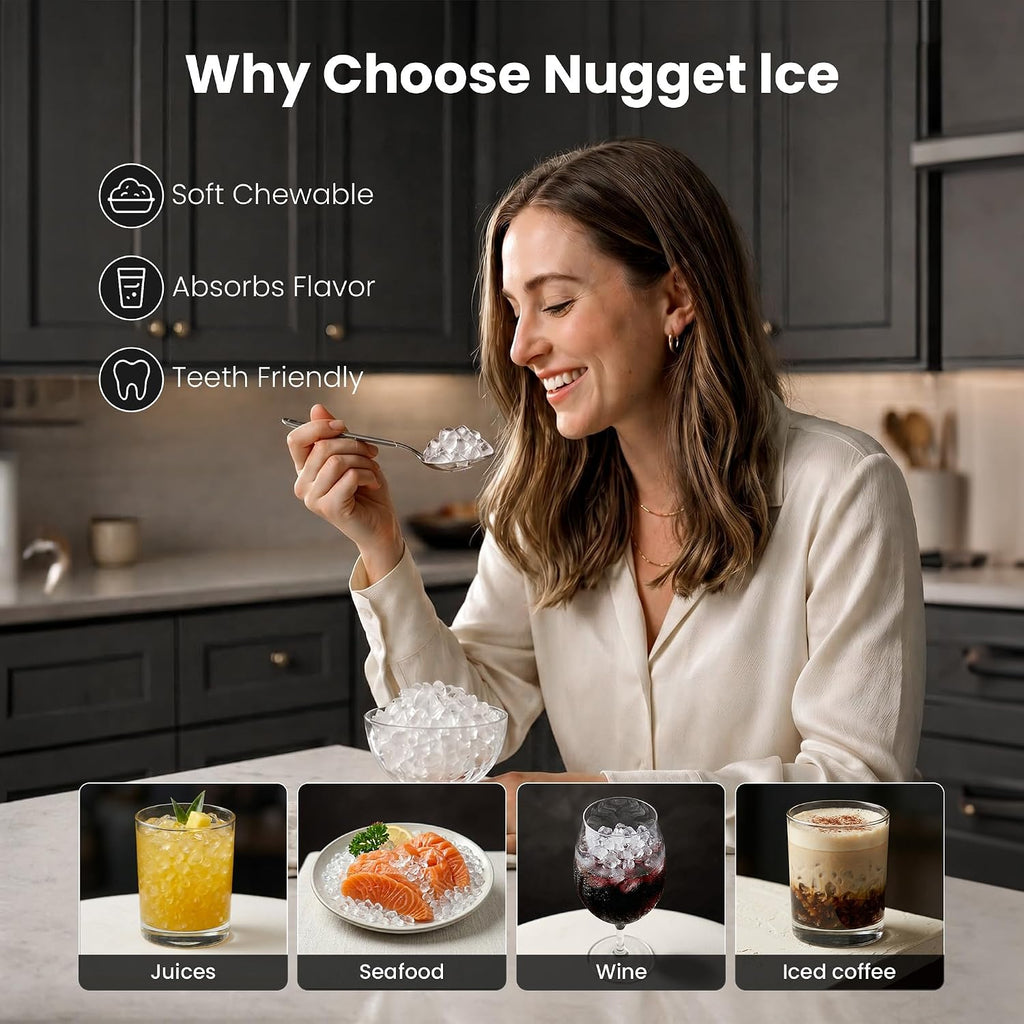 AGLUCKY Nugget Ice Makers Countertop, 35lbs/Day Crushed Ice Machine