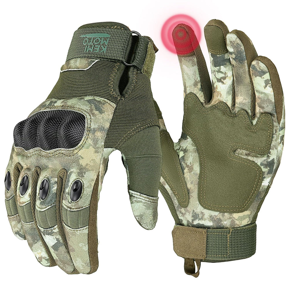 KEMIMOTO Tactical Gloves for Men, Touchscreen Motorcycle Gloves with Hard Shell & Palm Padding for Sports Motorcycle Cycling Tactical Airsoft Paintball Hunting Hiking