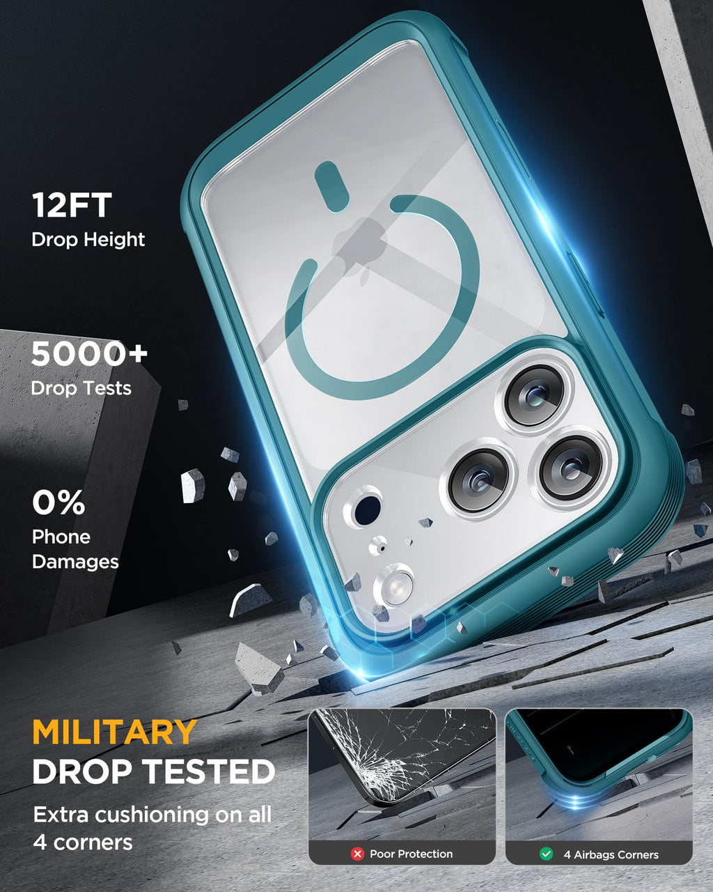 Miracase for iPhone 15 Pro Case 6.1'',with Private Screen Protector,Black
