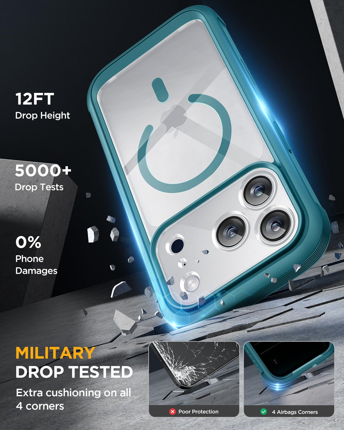 Miracase for iPhone 15 Pro Case 6.1'',with Private Screen Protector,Black