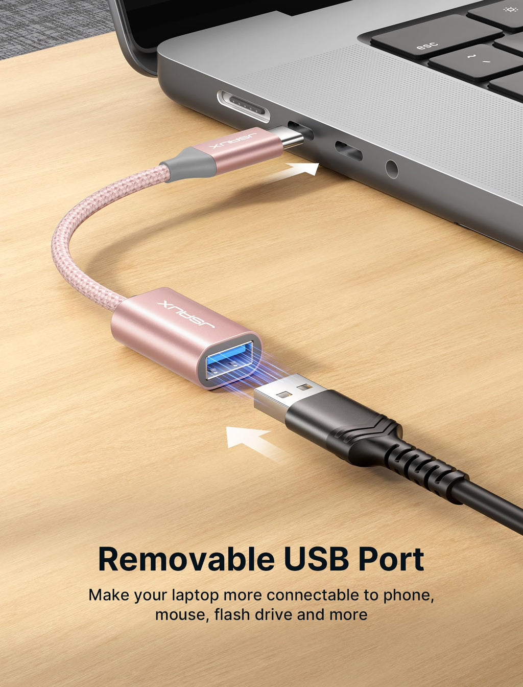 JSAUX USB C to USB 3.0 Adapter [2 Pack], USB C Male to USB Female OTG Cable Adapter Compatible with MacBook Pro/Air, iPhone 18 Pro Max/iPhone Duo‌/Air/17/16/15 Series, Samsung Galaxy S26/S25/S24-Red