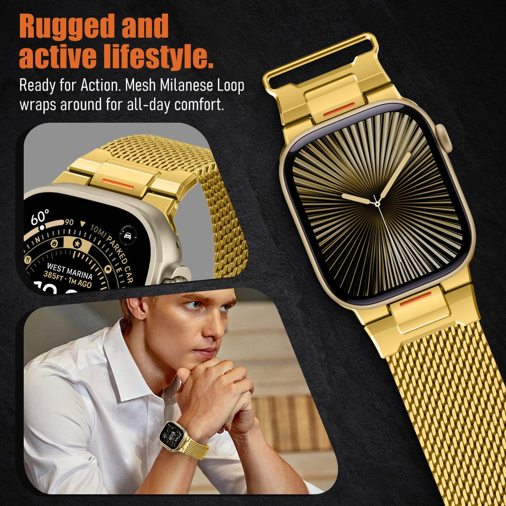 BXUXOHS Milanese Loop for Apple Watch Ultra 4/3/2 Band 49mm 44/45/46mm Men
