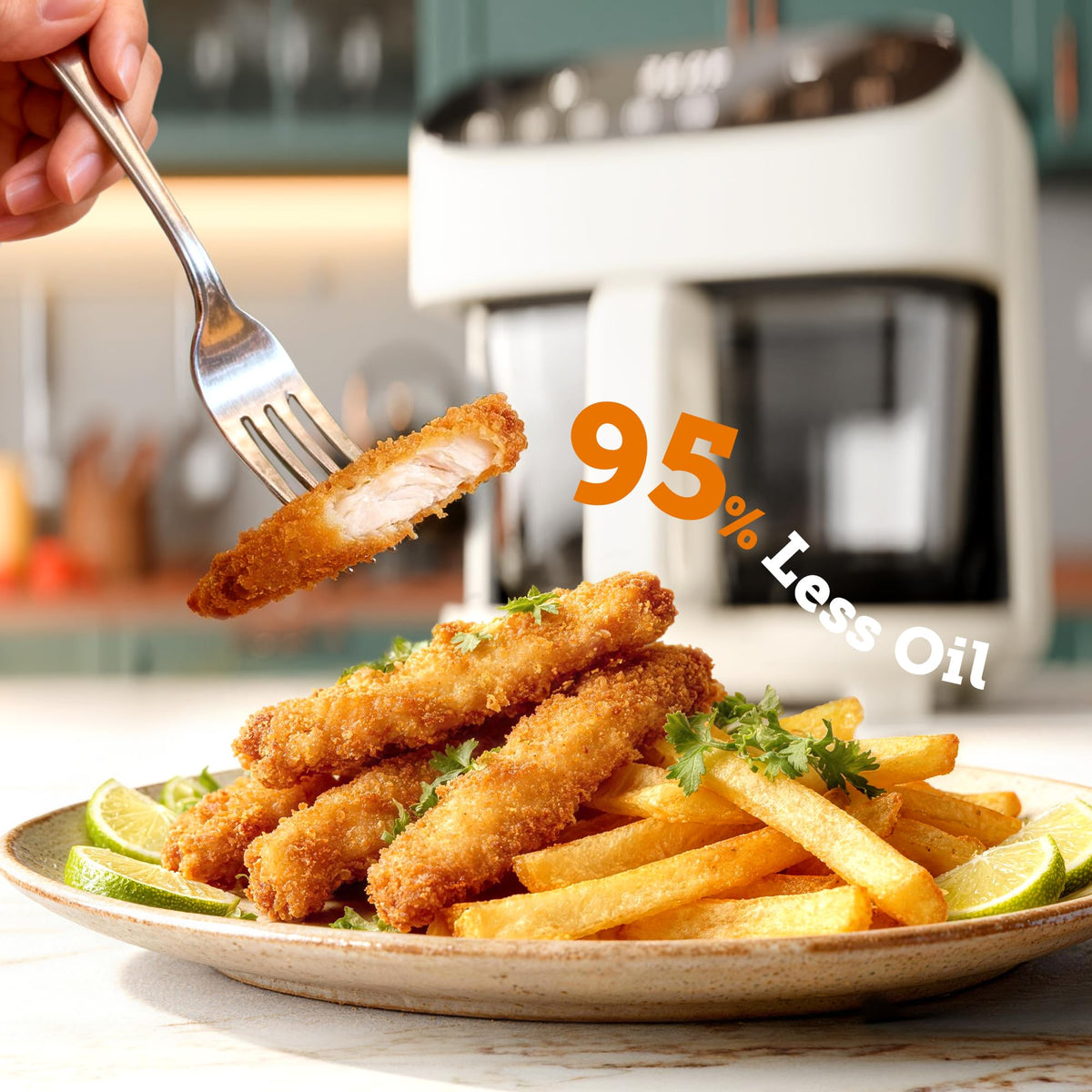 Kismile 5QT Glass Air Fryer, Non Toxic AirFryer with Digital Touch Control