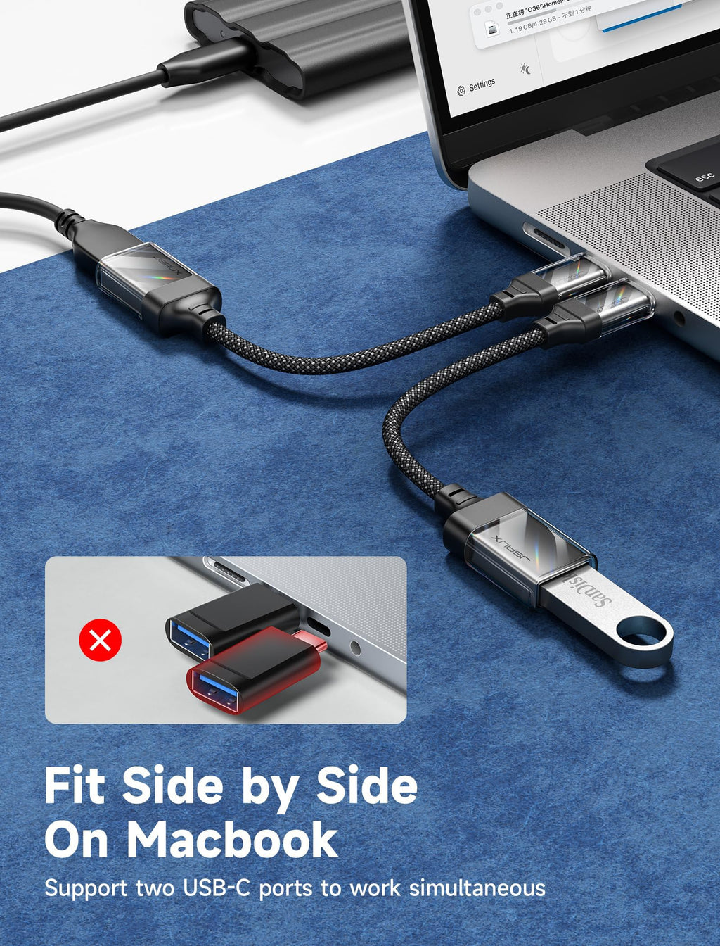 JSAUX USB C to USB 3.0 Adapter [2 Pack], USB C Male to USB Female OTG Cable Adapter Compatible with MacBook Pro/Air, iPhone 18 Pro Max/iPhone Duo‌/Air/17/16/15 Series, Samsung Galaxy S26/S25/S24-Red